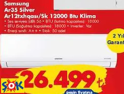 SAMSUNG AR35 SİLVER AR12TXHQASI/SK 12000 BTU KLİMA